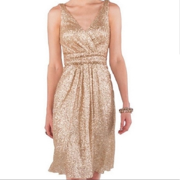 Sorella Vita Gold Sequin Bridesmaid Dress - Picture 1 of 8
